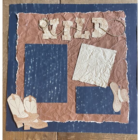 Western Scrapbook Layout 12x12 Premade Embellished Pages Rodeo Cowboy Boots - Picture 2 of 3